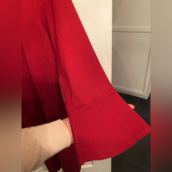 NWT J. Jill 10Tall True Red dress with trumpet sleeves - Picture 3 of 5